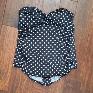 Merona Black & White Polka Dot Strapless Swimsuit Size XL
